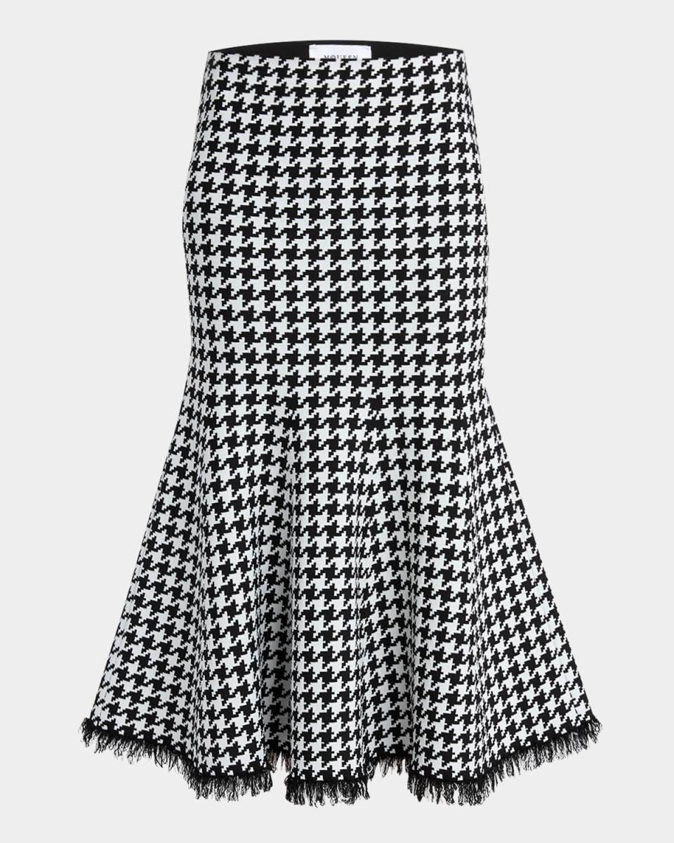 Houndstooth Fit-&-Flare Midi Skirt
